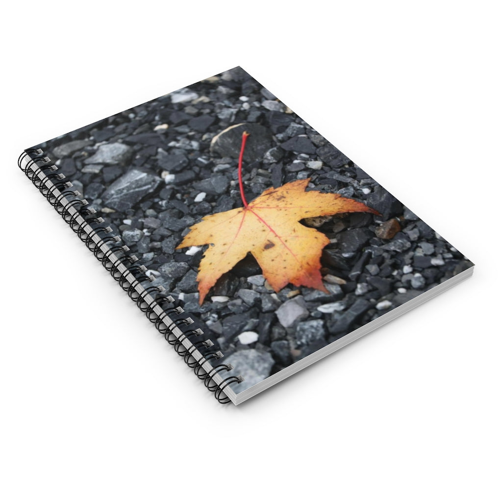 NN Spiral Notebook - Ruled Line Yellow Orange Leaf On Stones