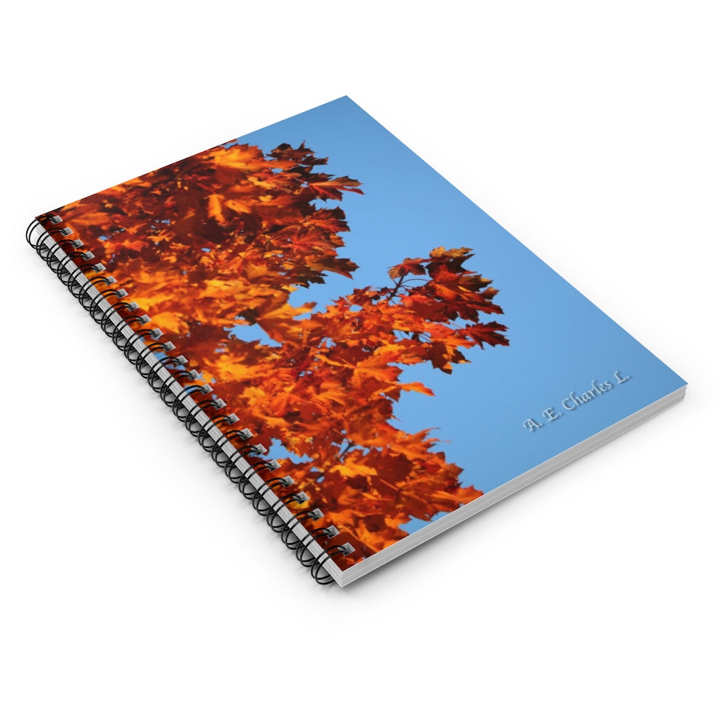 Spiral Notebook - Ruled Line Left Orange Leaves