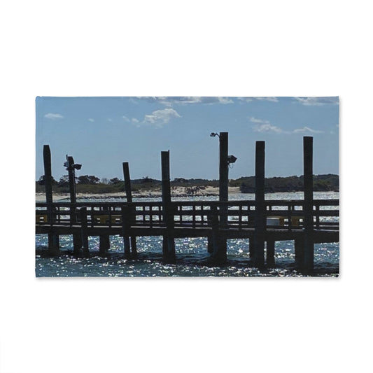 NN Fishing Hand Towel Blue Sky Oceanic Fishing Pier