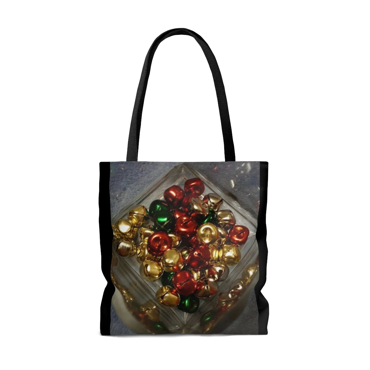 NN AOP Tote Bag Red Green & Gold Christmas Bells