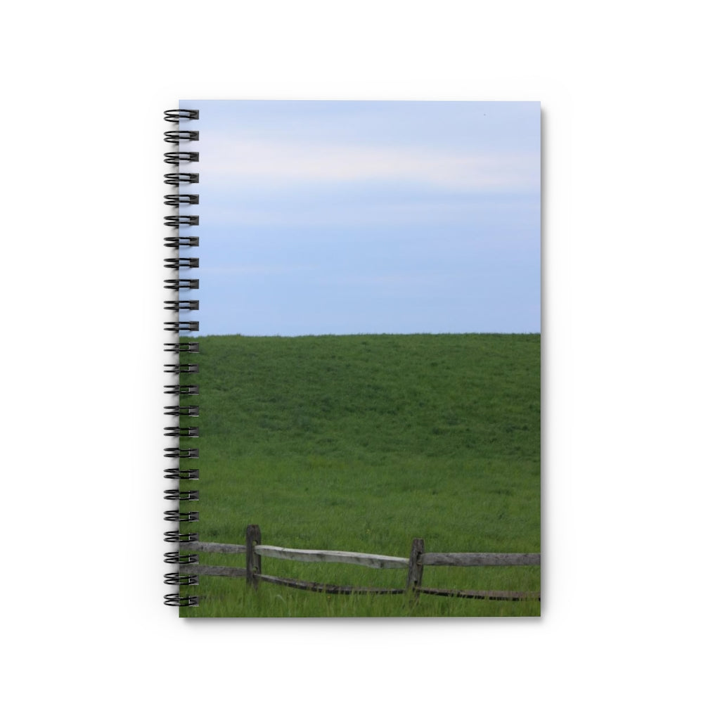 NN Spiral Notebook - Ruled Line Blue Sky Grass & A Fence