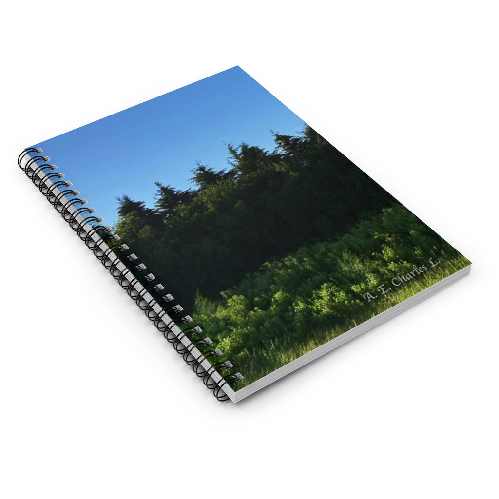 Spiral Notebook - Ruled Line Green Trees & Blue Sky