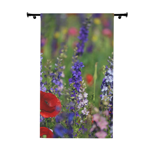 NN Window Curtains (1 Piece) Purple Red & Pink Wildflowers