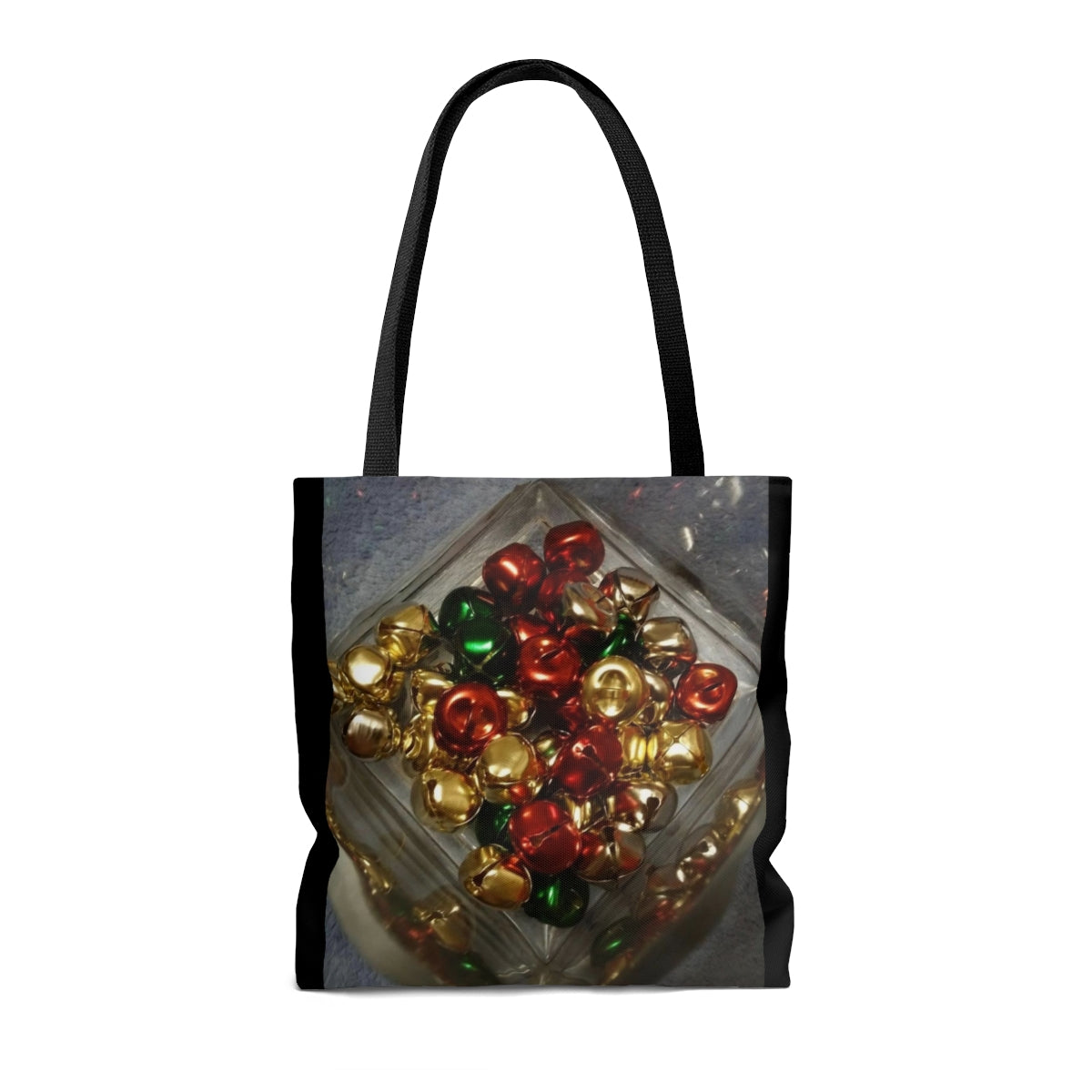 NN AOP Tote Bag Red Green & Gold Christmas Bells