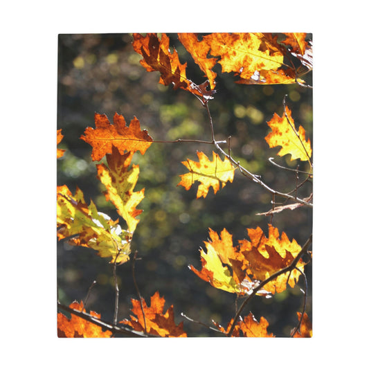 NN Plush Fleece Blanket Yellow Orange Brown Leaves