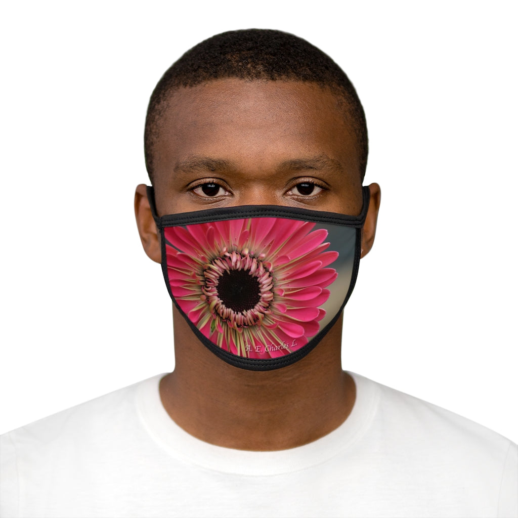 Mixed-Fabric Face Mask Pink Flower