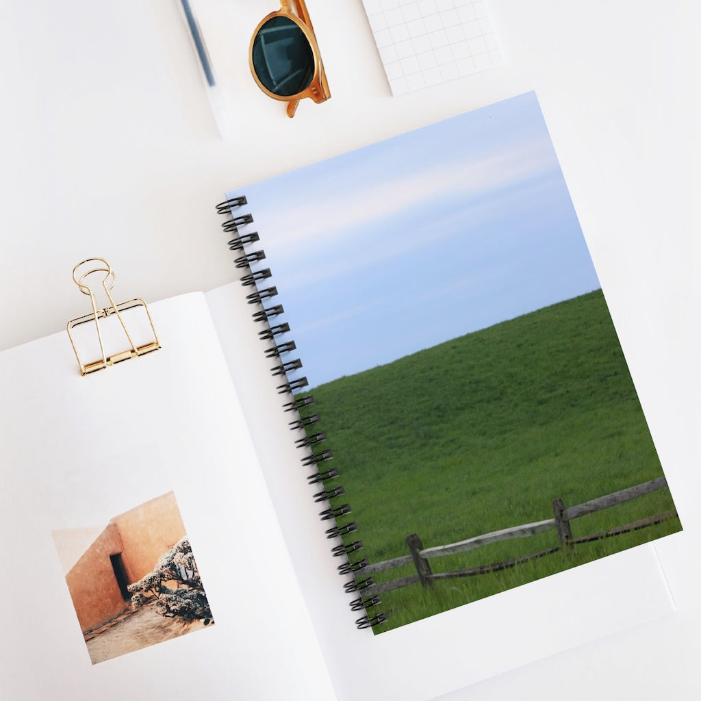 NN Spiral Notebook - Ruled Line Blue Sky Grass & A Fence