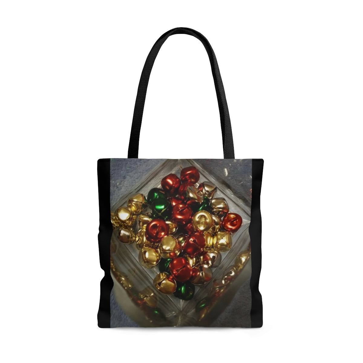 NN AOP Tote Bag Red Green & Gold Christmas Bells