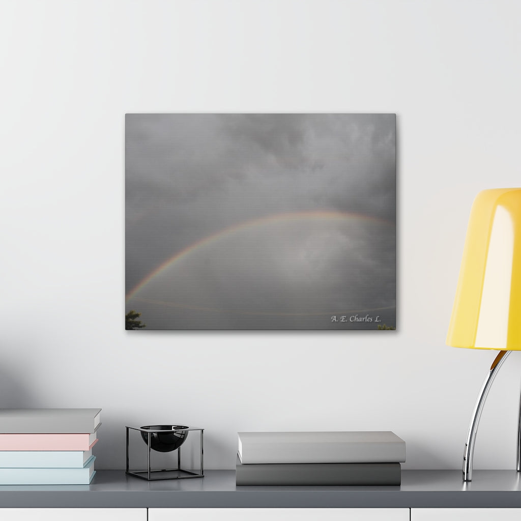 Canvas Gallery Wraps Grey Clouds Rainbow