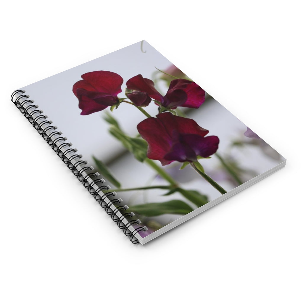 NN Spiral Notebook - Ruled Line Few Maroon Flowers