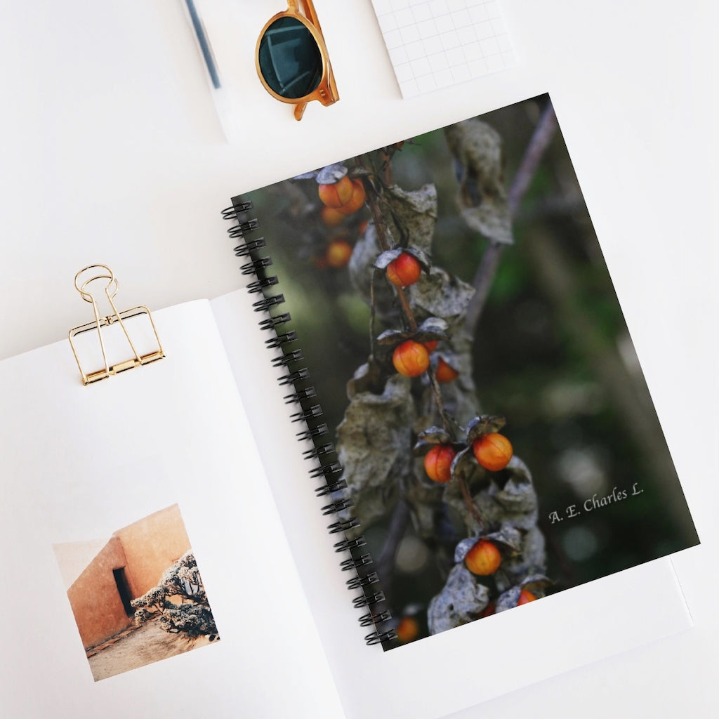 Spiral Notebook - Ruled Line Orange Berries