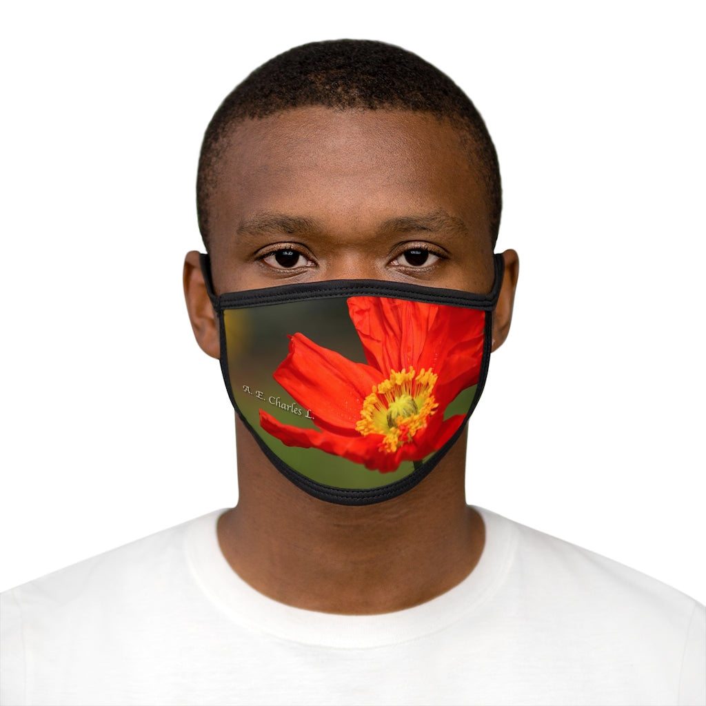 Mixed-Fabric Face Mask Orange Flower