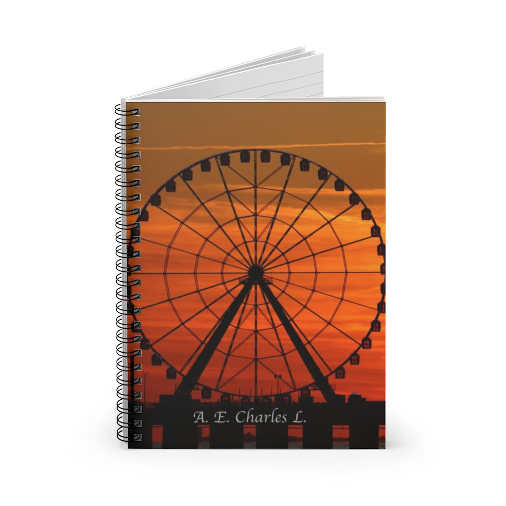 Spiral Notebook - Ruled Line Yellow Sky ACNJ Ferris Wheel