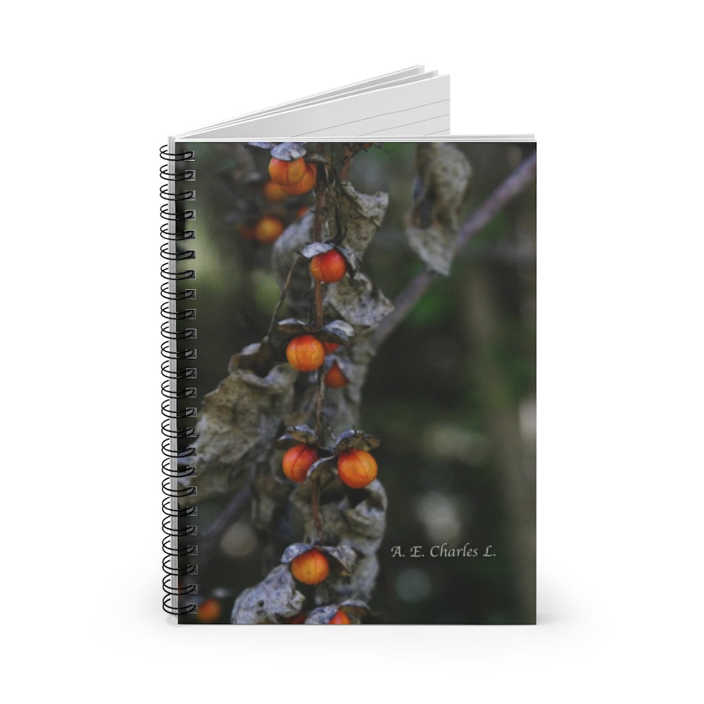 Spiral Notebook - Ruled Line Orange Berries