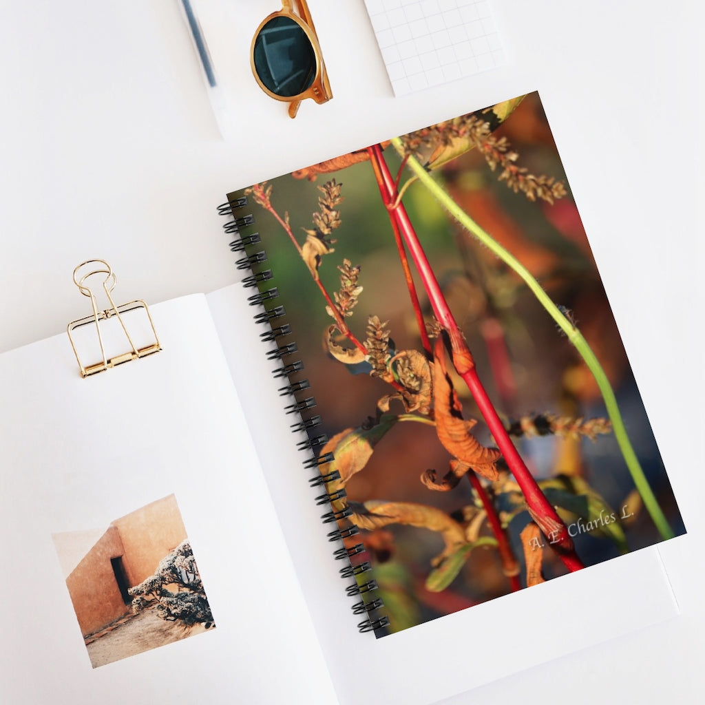 Spiral Notebook - Ruled Line Colorful Stems & Leaves