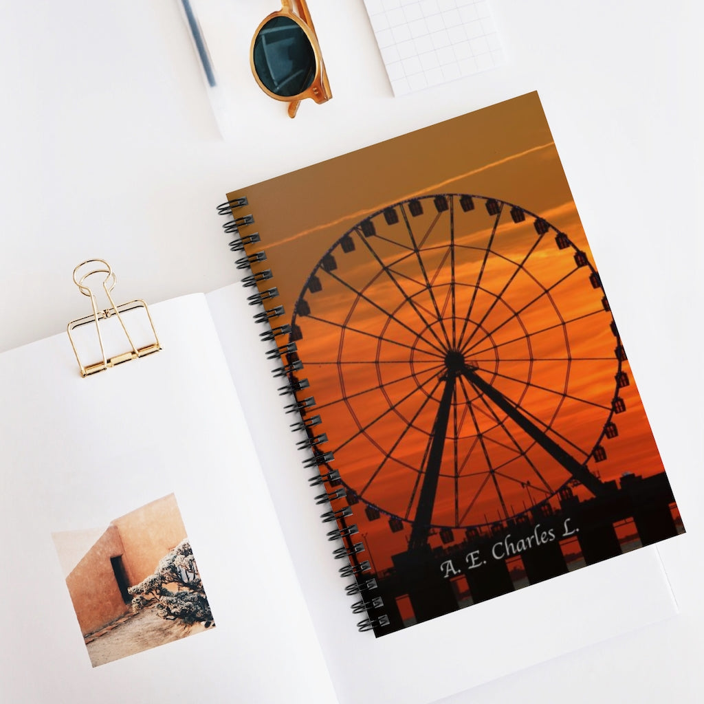 Spiral Notebook - Ruled Line Yellow Sky ACNJ Ferris Wheel