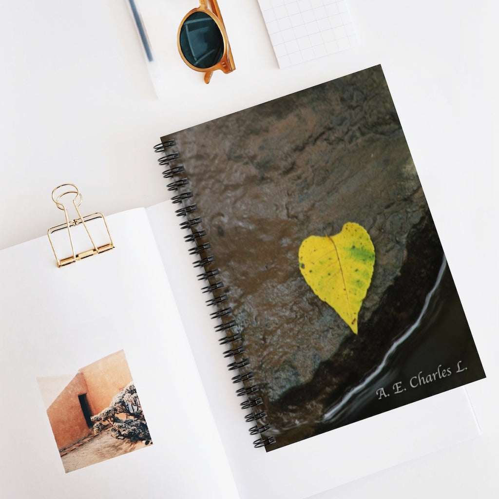 Spiral Notebook - Ruled Line Yellow Heart Leaf