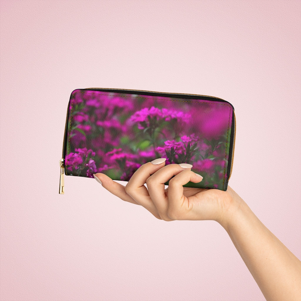 Zipper Wallet Purple Pinkish Flowers