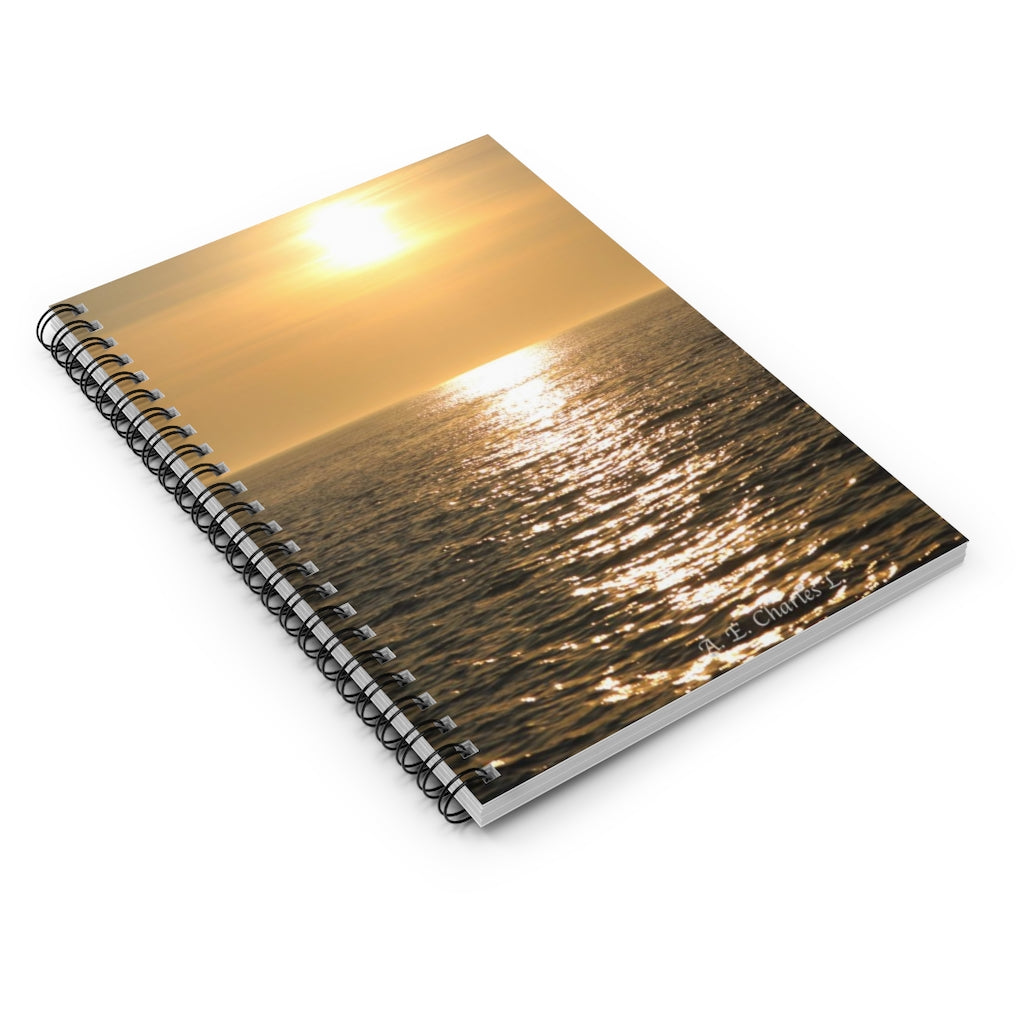 Spiral Notebook - Ruled Line High Sun Over Water