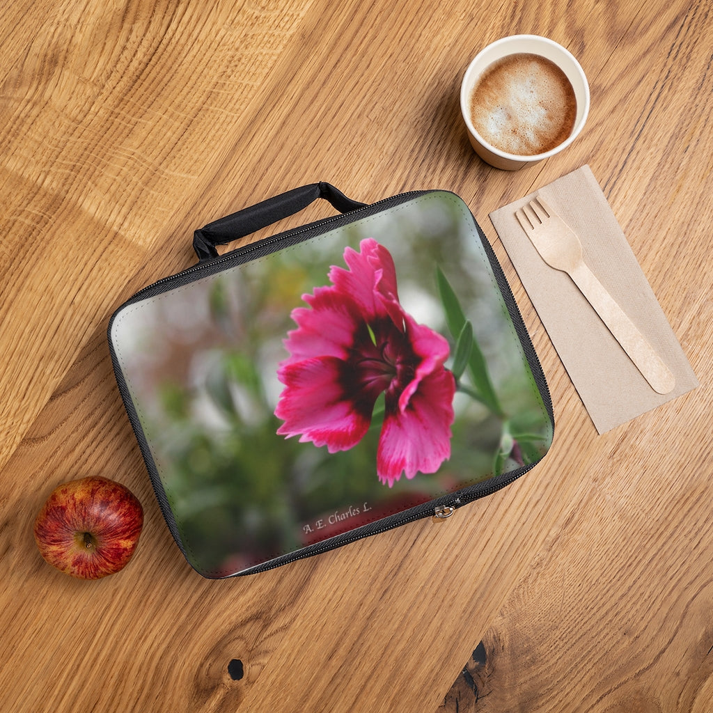 Lunch Bag (R) Hot Pink Open Flower