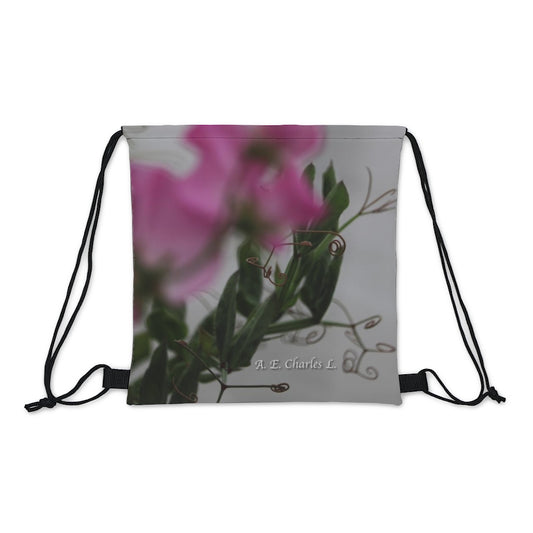 Outdoor Drawstring Bag Pink Abstract Flowers