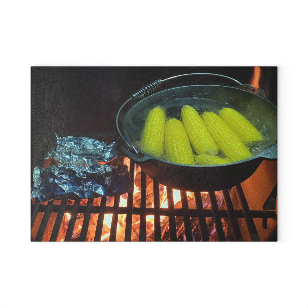 NN Glass Cutting Board Campfire Cookout