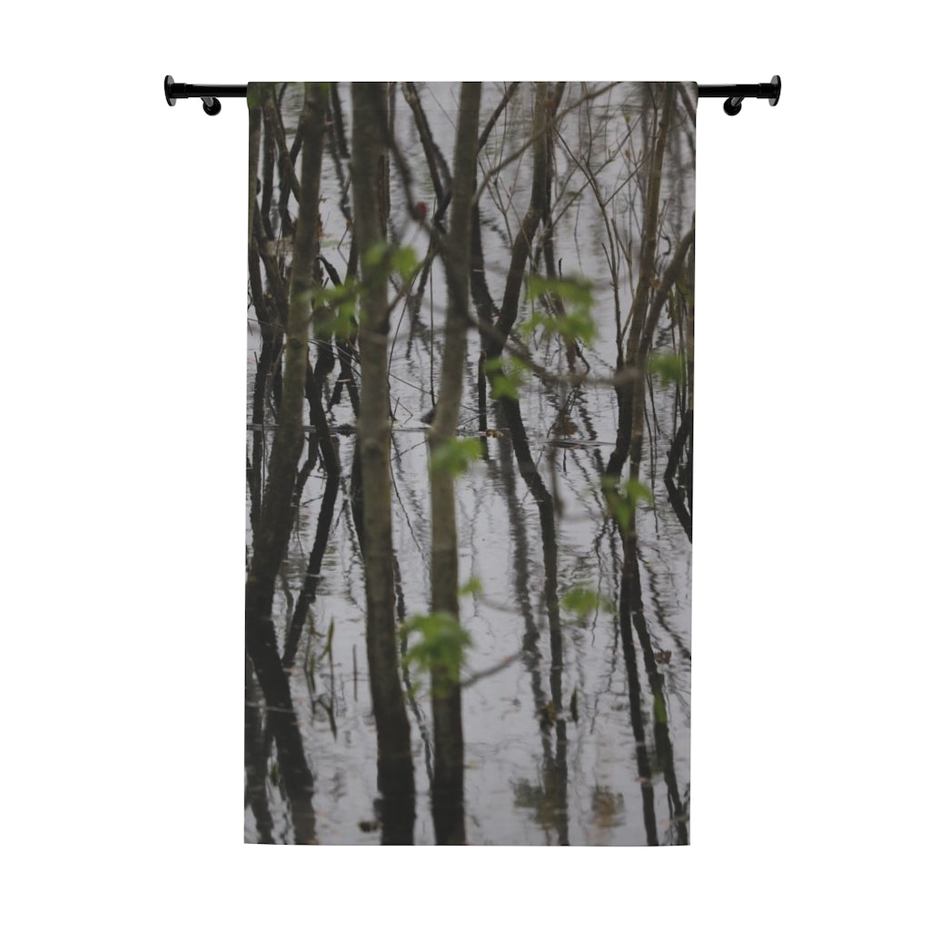 NN Window Curtains (1 Piece) Little Trees In Water Reflections