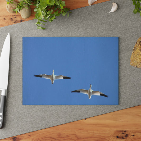 NN Glass Cutting Board 2 Snow Geese