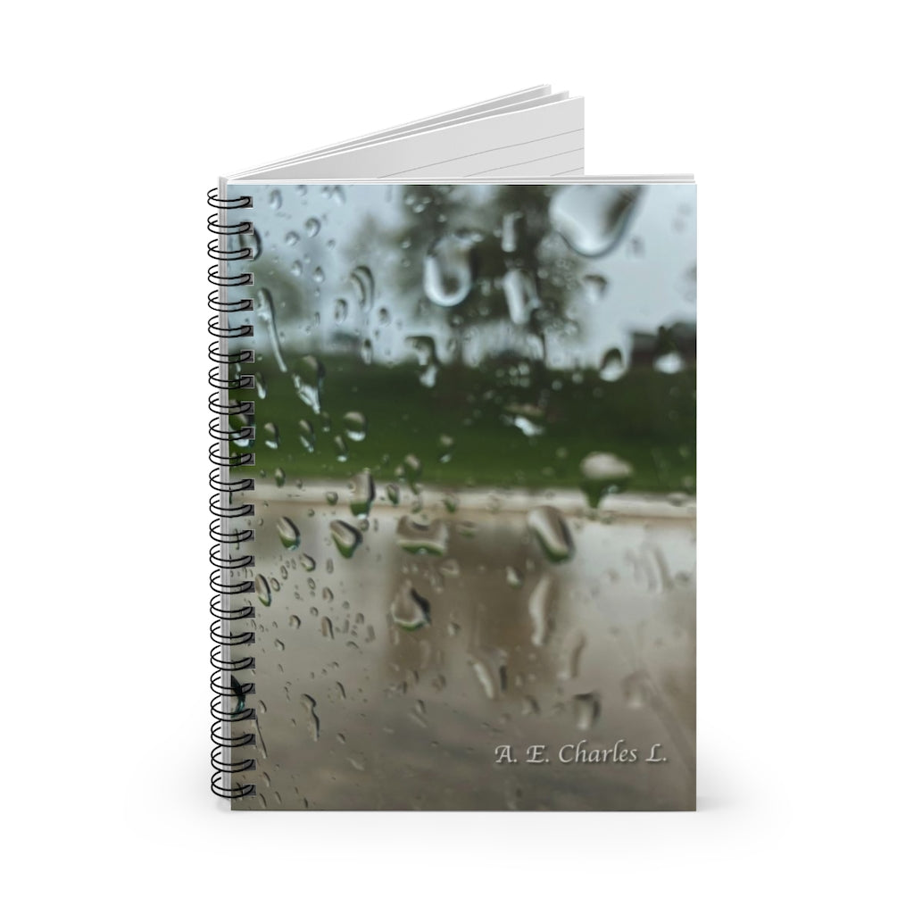 Spiral Notebook - Ruled Line Raindrops (T) Window