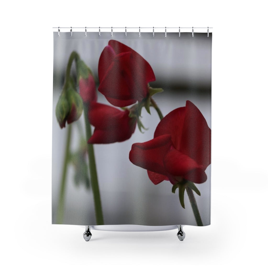 NN Shower Curtains Few Maroon Flowers