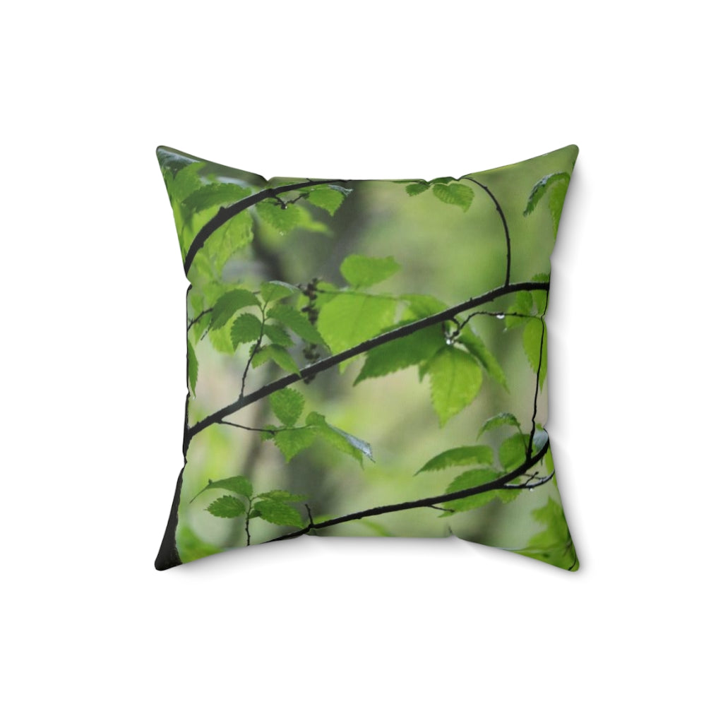 NN Spun Polyester Square Pillow Wet Little Stick Branches