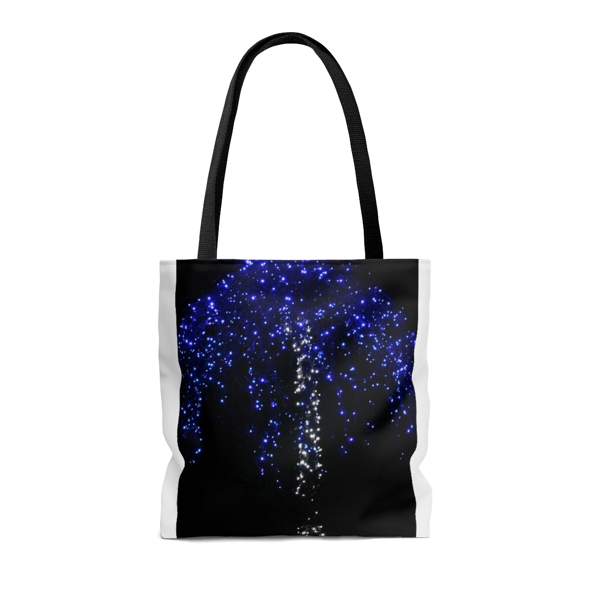 NN AOP Tote Bag Blue & White Christmas Lights Tree