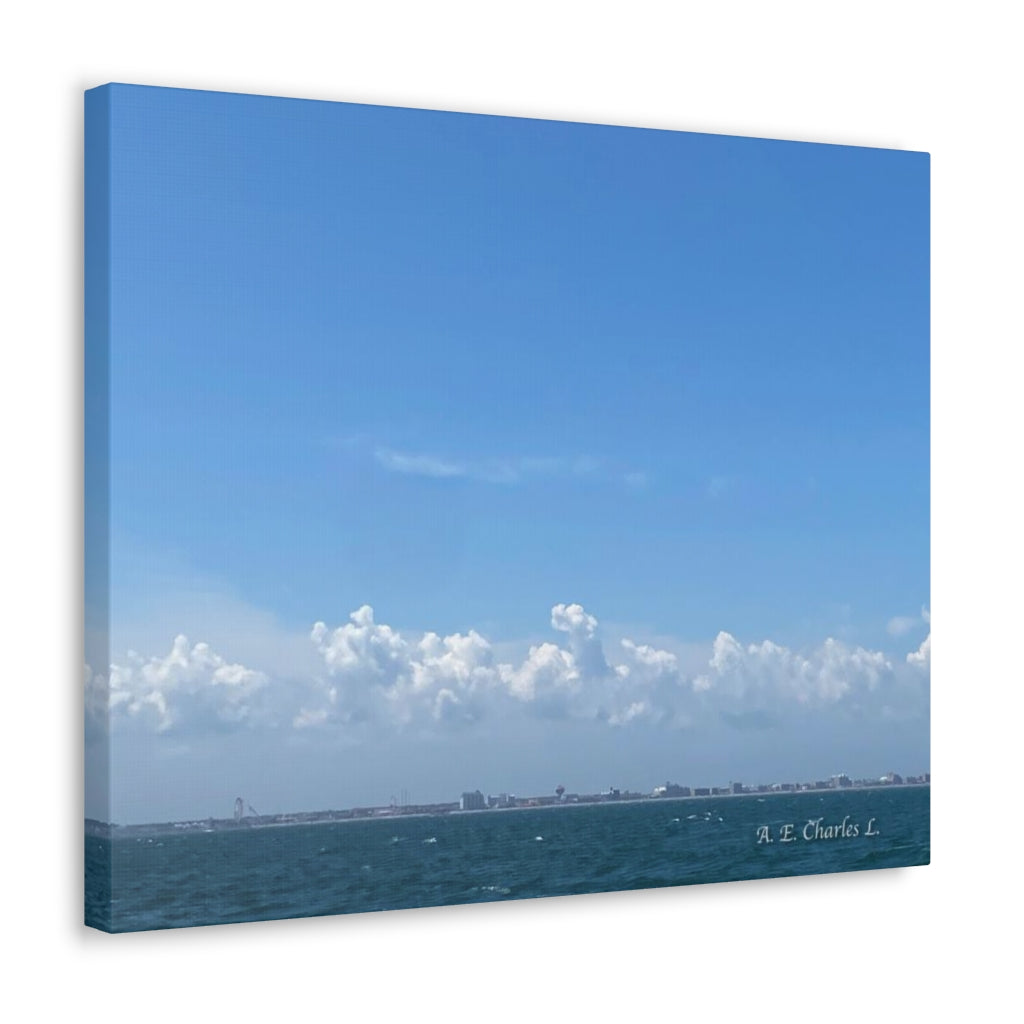 Canvas Gallery Wraps White Clouds & Beach From Ocean