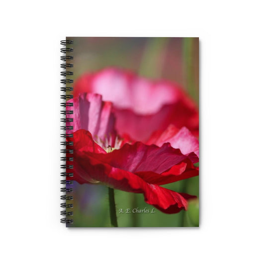 Spiral Notebook - Ruled Line Pink & Red Flower