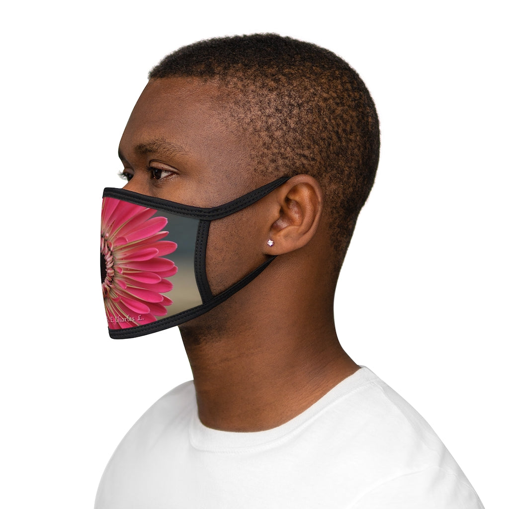 Mixed-Fabric Face Mask Pink Flower